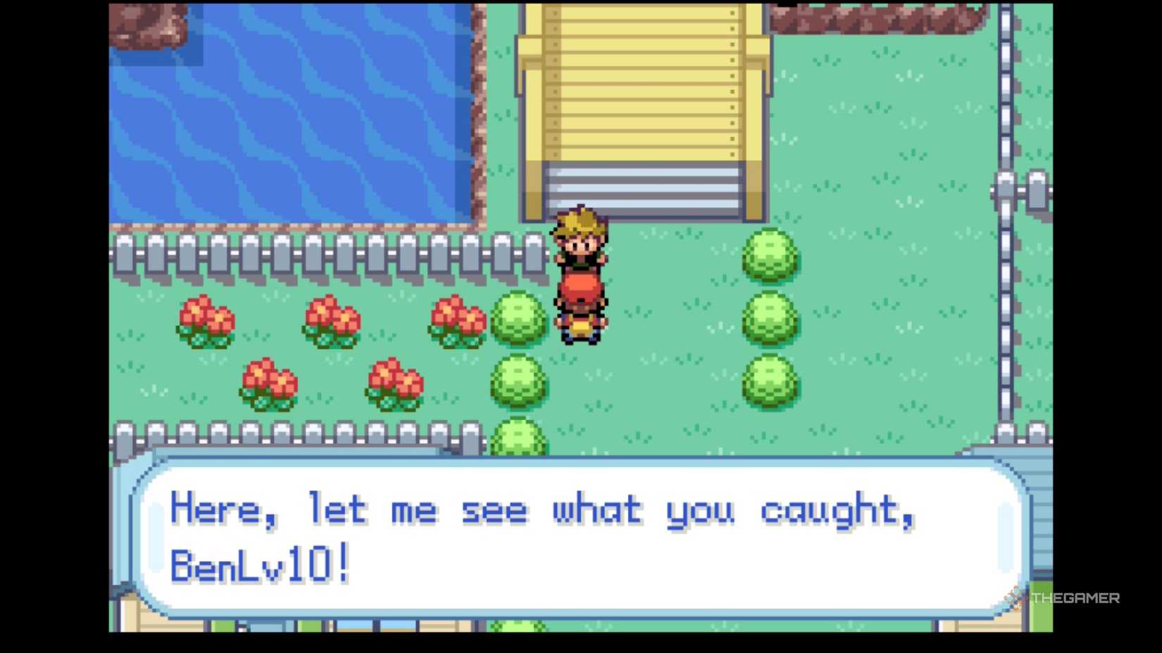 Battling your rival in Pokemon FireRed and LeafGreen before starting the infinite Nugget Bridge money glitch.