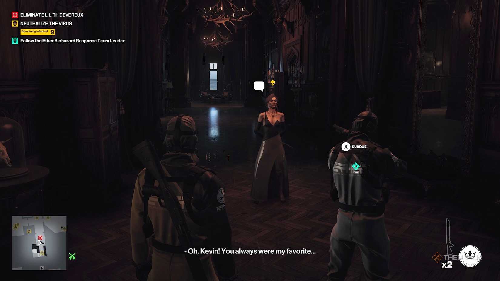 Biohazard Response Team Member about to kill Lilith in Hitman World of Assassination.