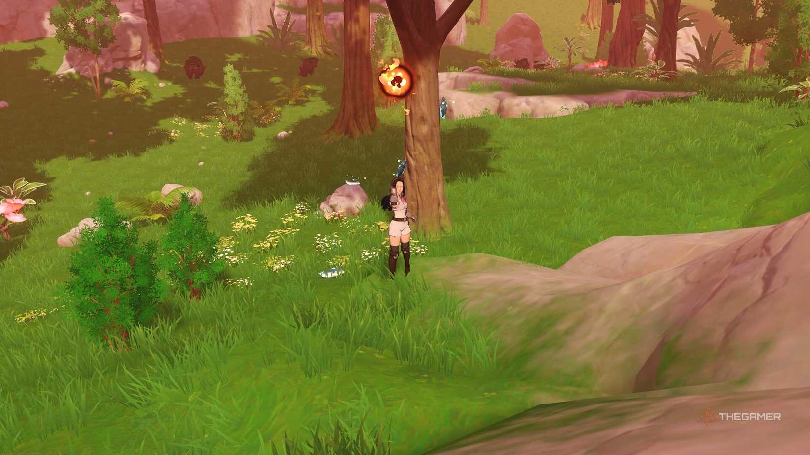 In The Origins of the Seven Deadly Sins, a character with a fireball above his head and a firefly spirit behind him.