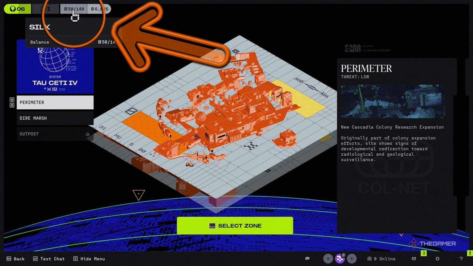 Character pointing to silk icon in marathon.