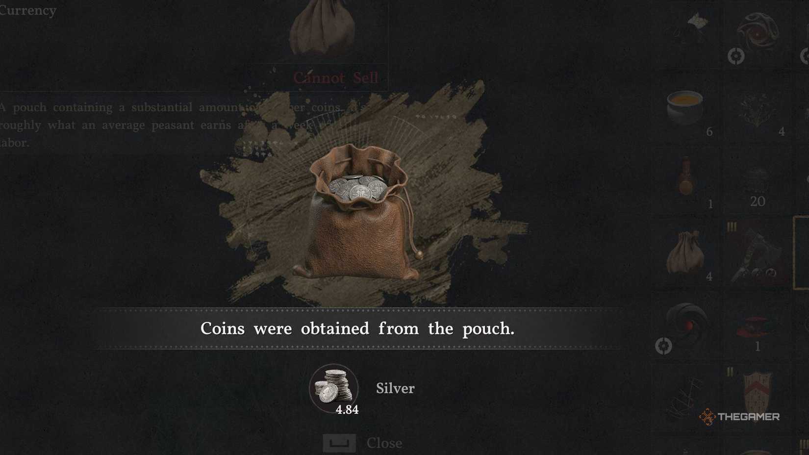 Coin bag in red desert.