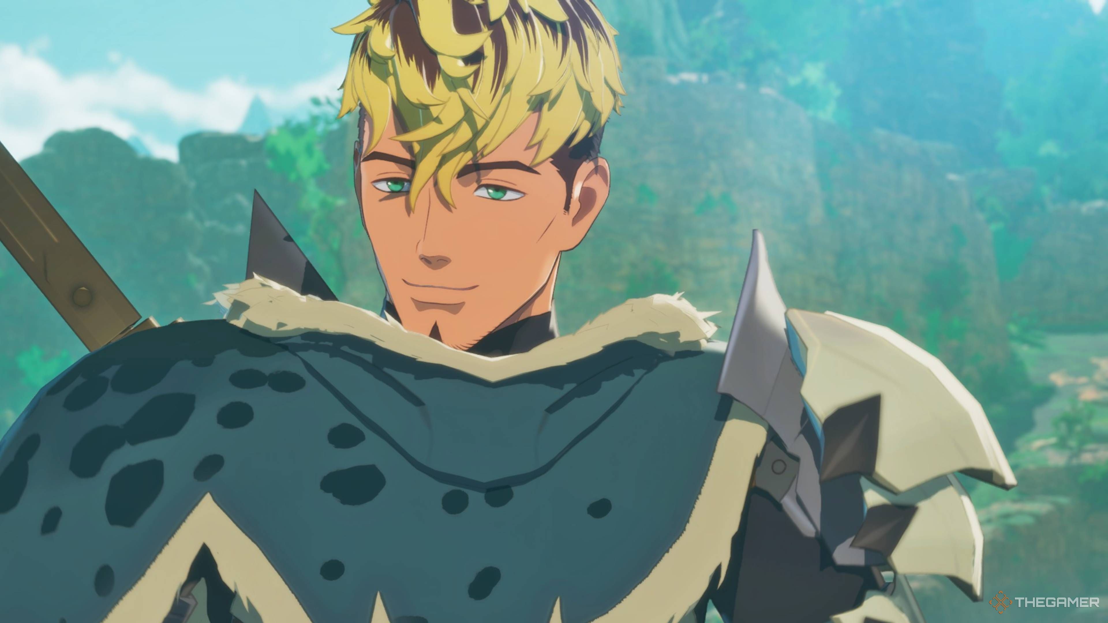 Corbin with his big sword on his back in Demon Hunter Stories 3.