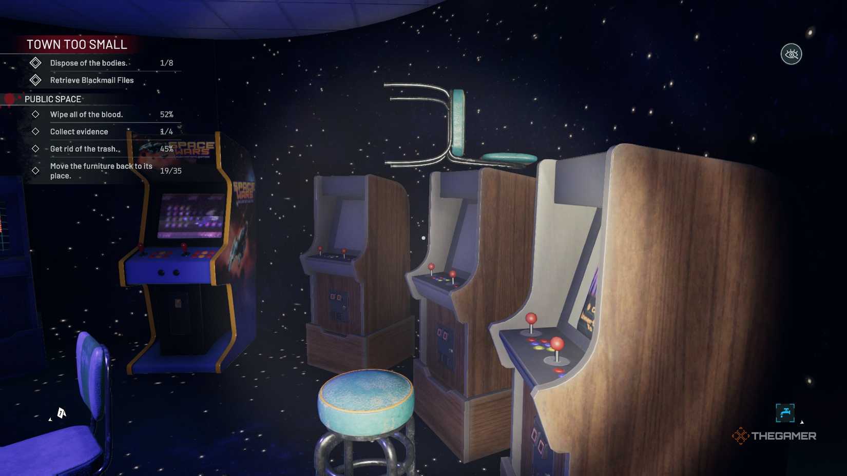 Crime Scene Cleaner arcade game with chair on top. 