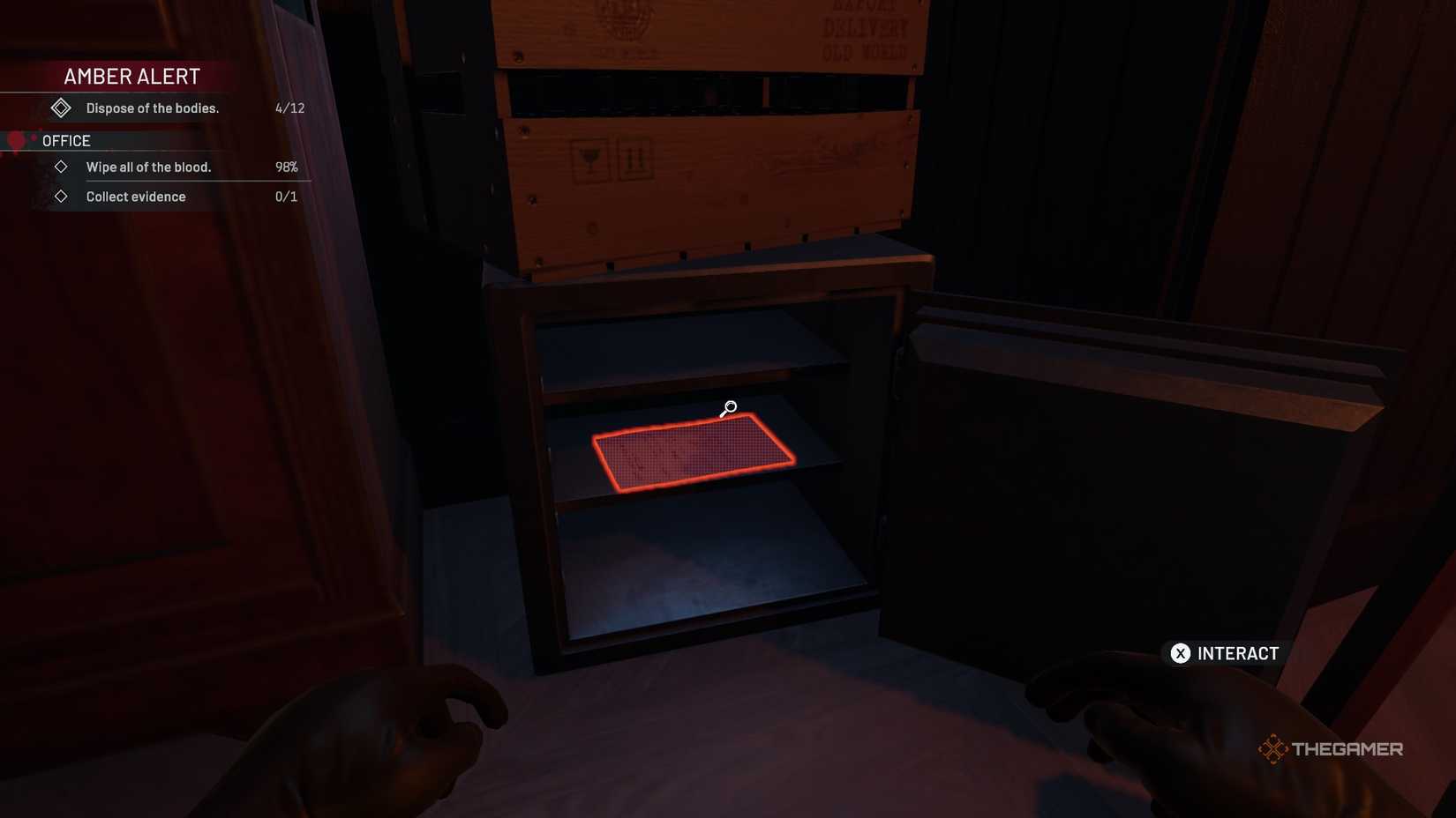 Crime Scene Cleaner evidence in a safe.