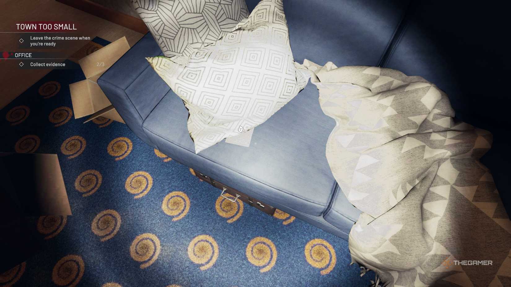 Crime Scene Cleaner evidence under a pillow.