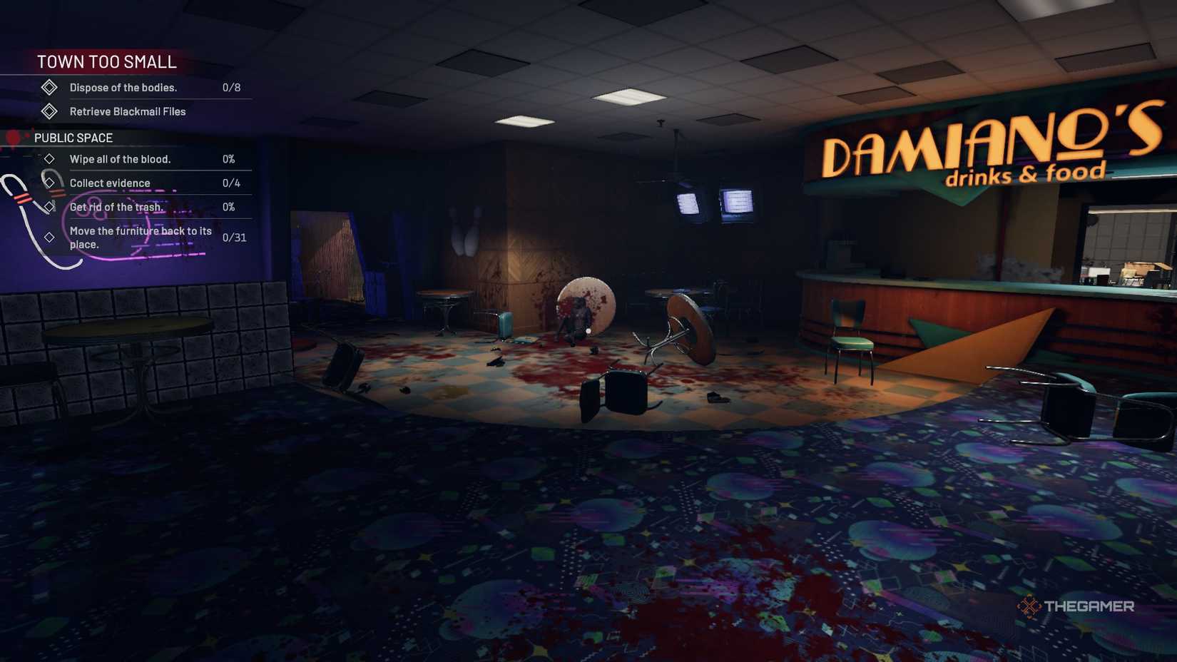 Crime Scene Cleaner general area with cafe.