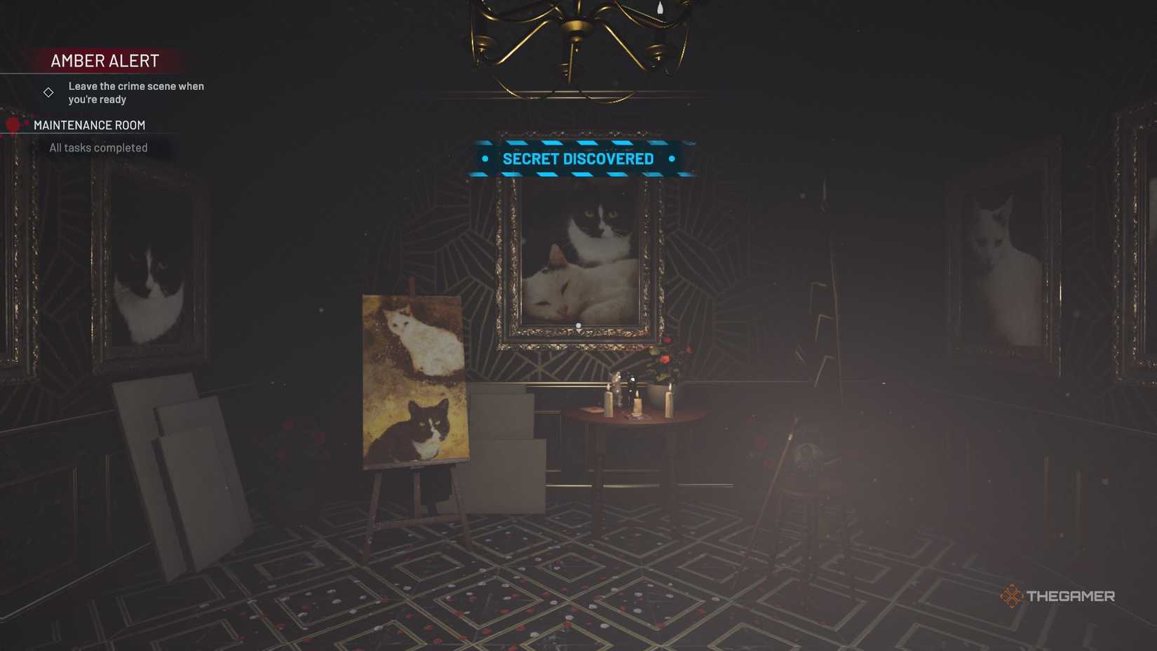 Crime Scene Cleaner secret room behind the painting.