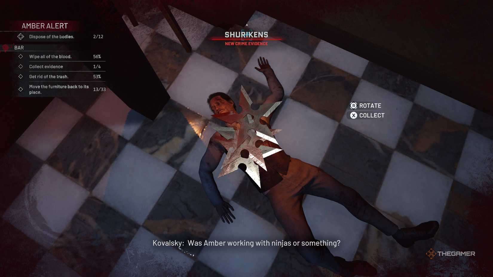 Crime Scene Cleaner casts stars on a body.