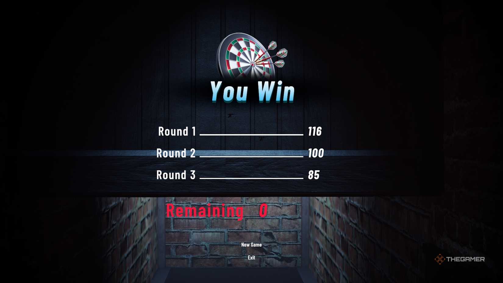 Crime Scene Cleaner won the dart board puzzle.