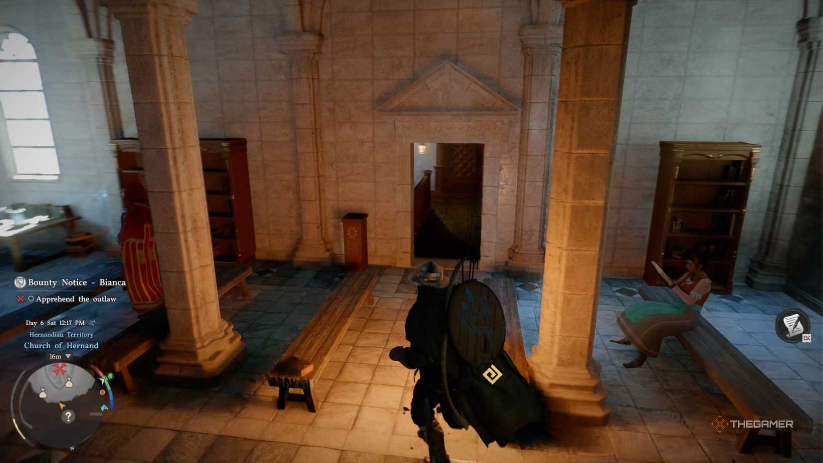 Crimson Desert entrance on the lower floor of the church.