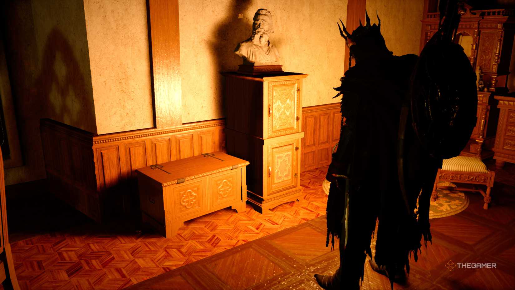 Kliff Looking at Chest in Crimson Desert.