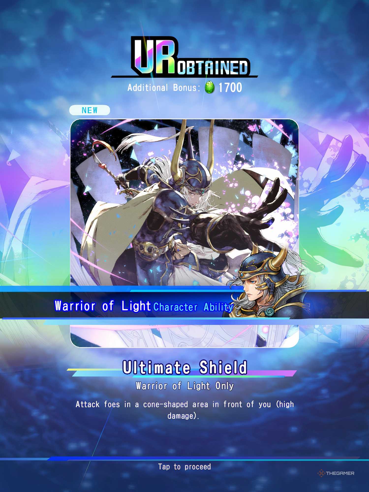 Dissidia Duellum Final Fantasy Warrior of Light UR skill pull.