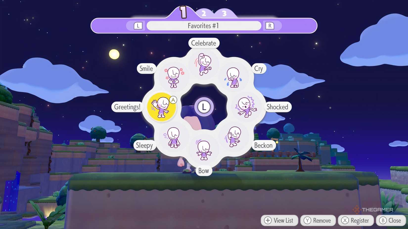 Emote wheel in Pokemon Pokopia.