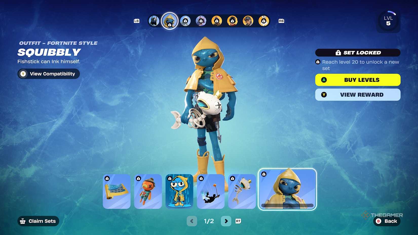 Fortnite Battle Pass page featuring Squibbly.