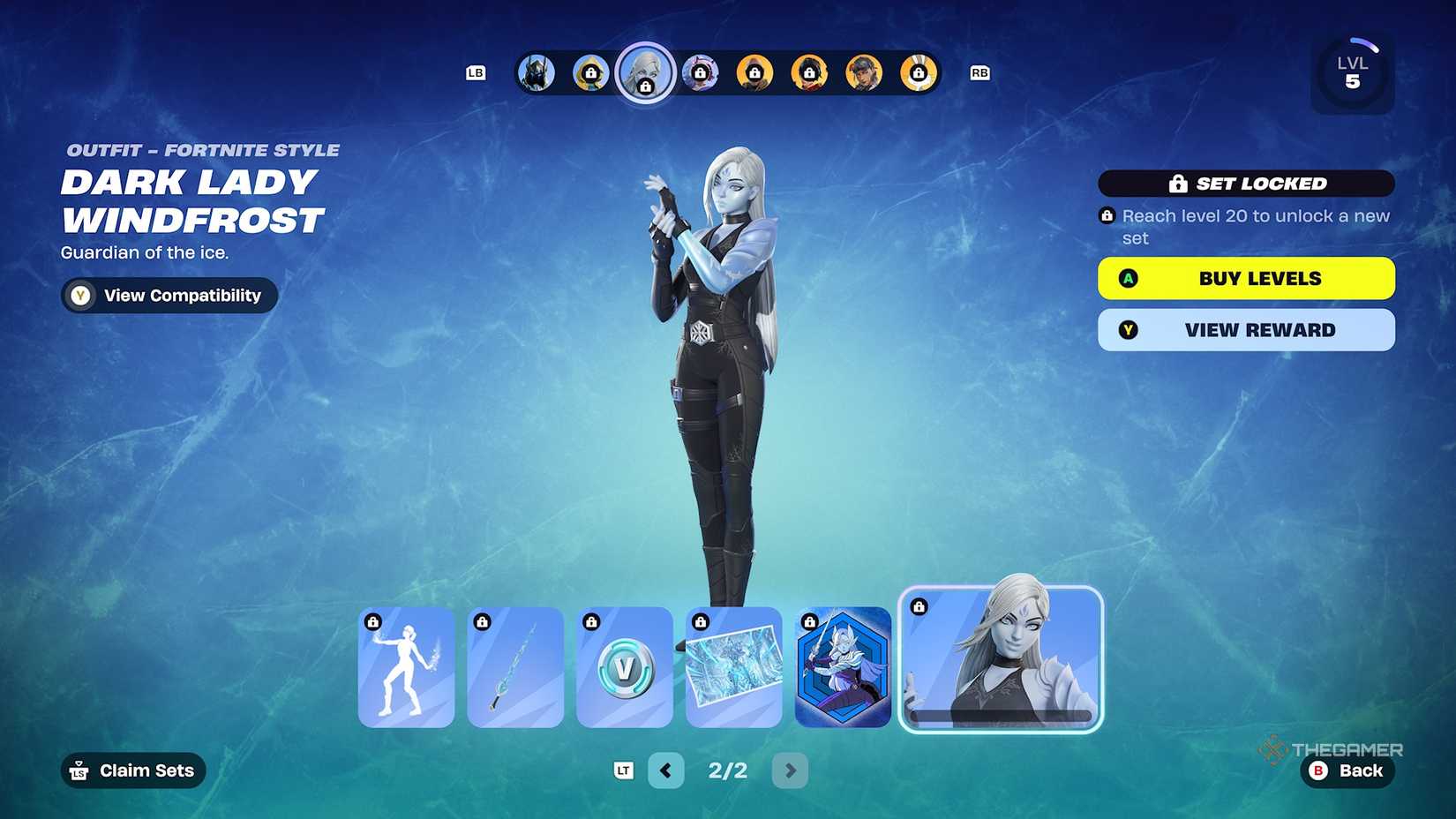 Fortnite Battle Pass page with Lady Windfrost.