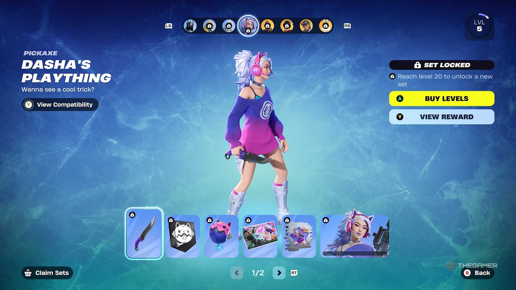 Fortnite Battle Pass page with Dasha.