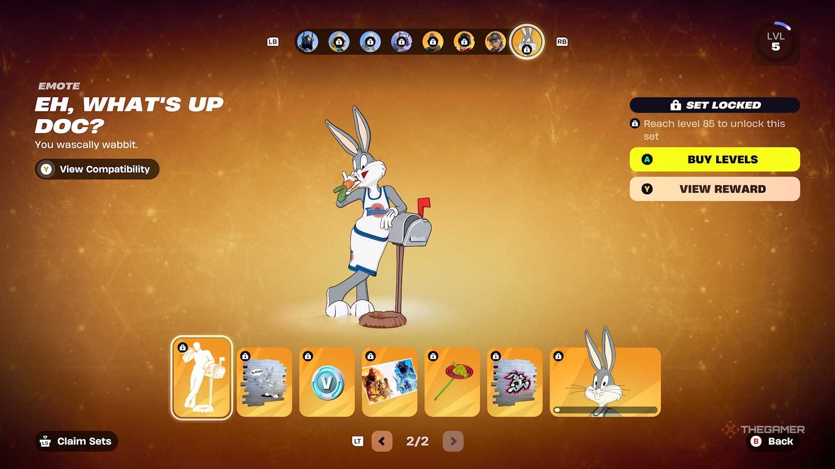 Fortnite Battle Pass page with Bugs Bunny.