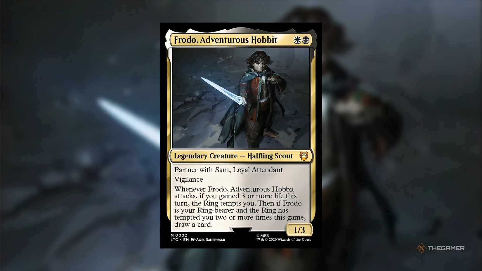 Frodo, Adventurous Hobbit MTG Card from Lord of the Rings.