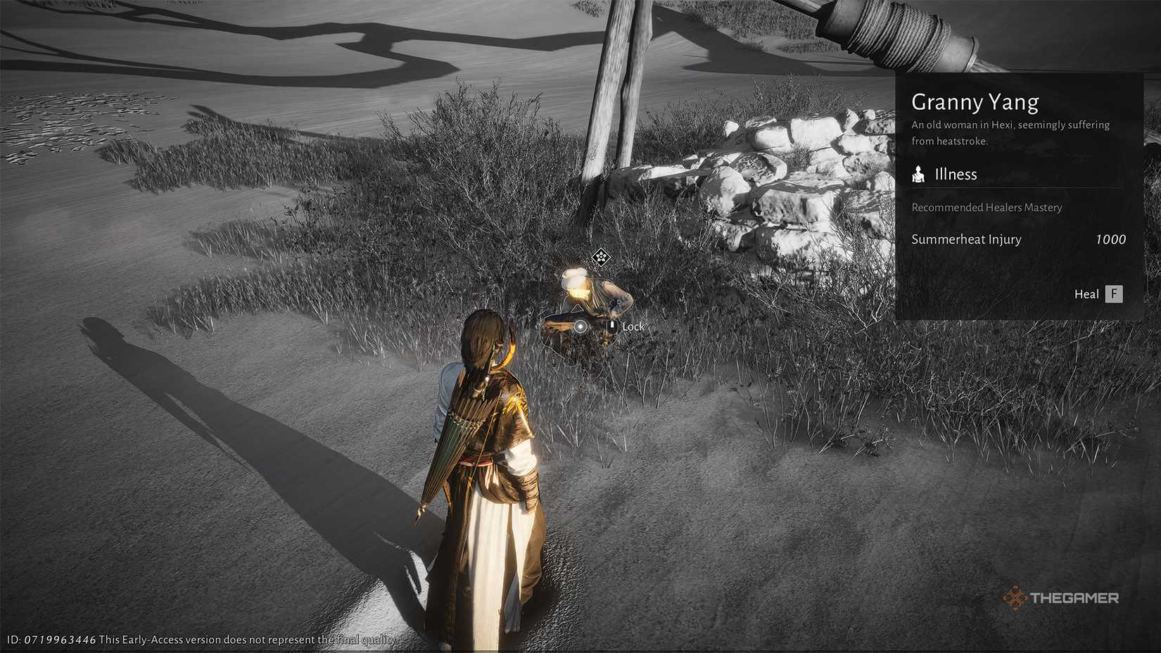 The player before healing Granny Yang in Where Winds Meet.