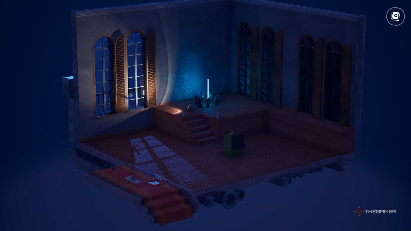 Dark dark room with moving light.