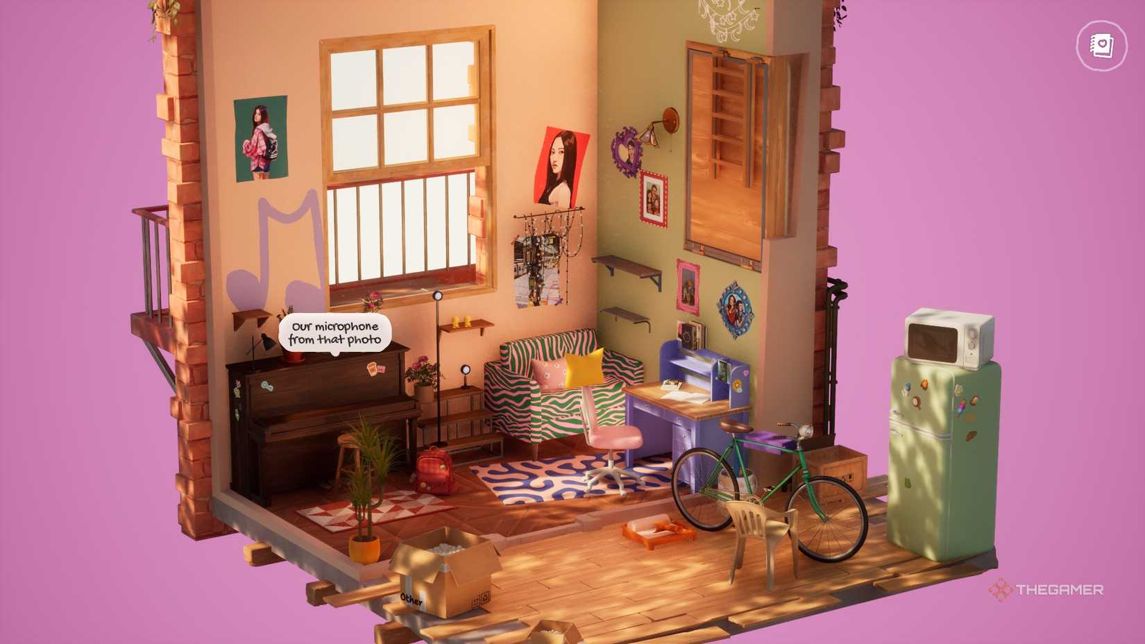 A nice room with a piano and clutter.