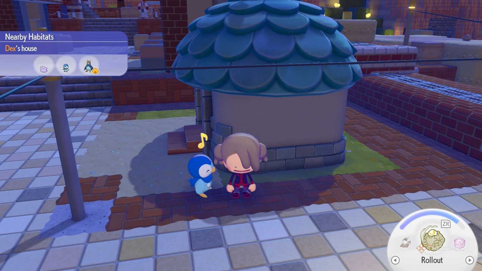 Talking to Piplup in Pokopia.