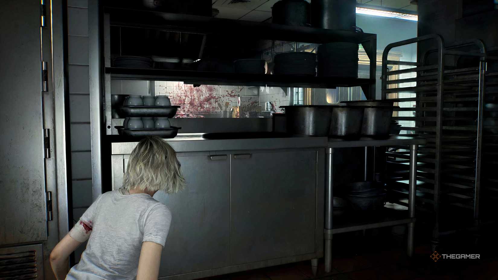 In Resident Evil Requiem, Grace is secretly crouching around the kitchen.