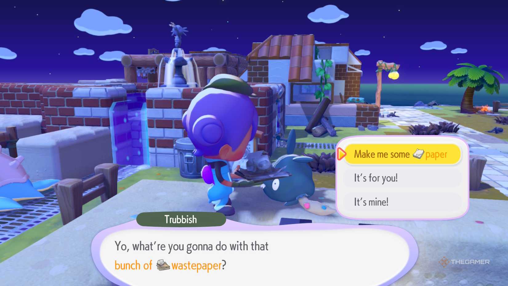 Garbage making paper for Ditto in Pokemon Pokopia.