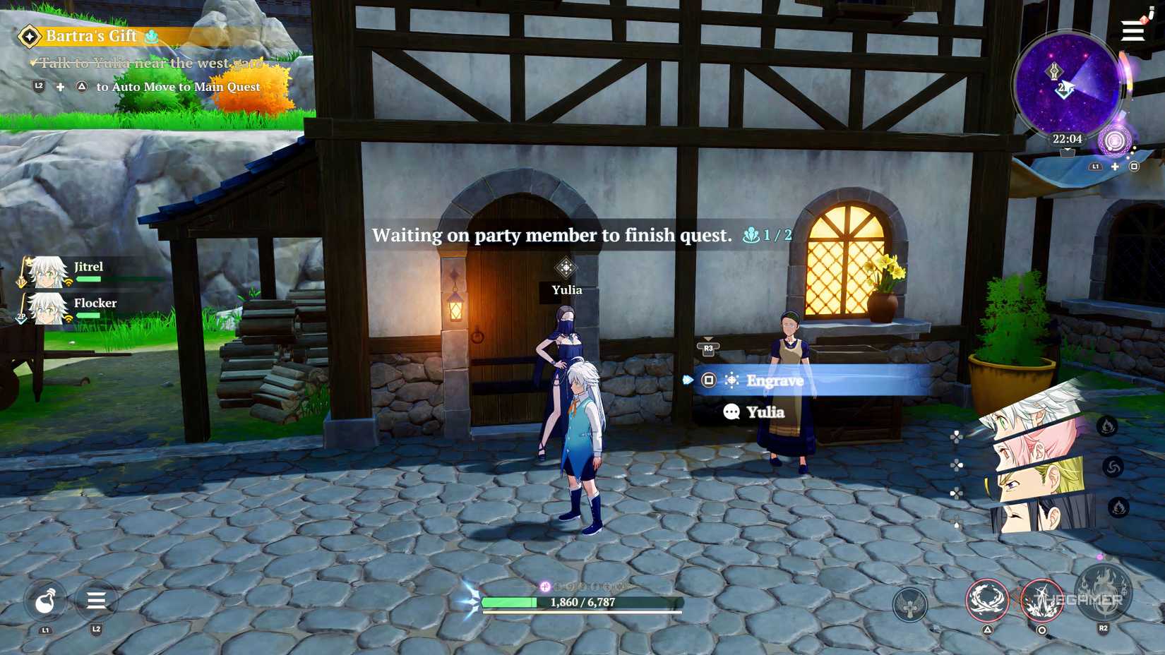 A co-op party waiting for a party member to complete a quest in The Seven Deadly Sins: Origins.
