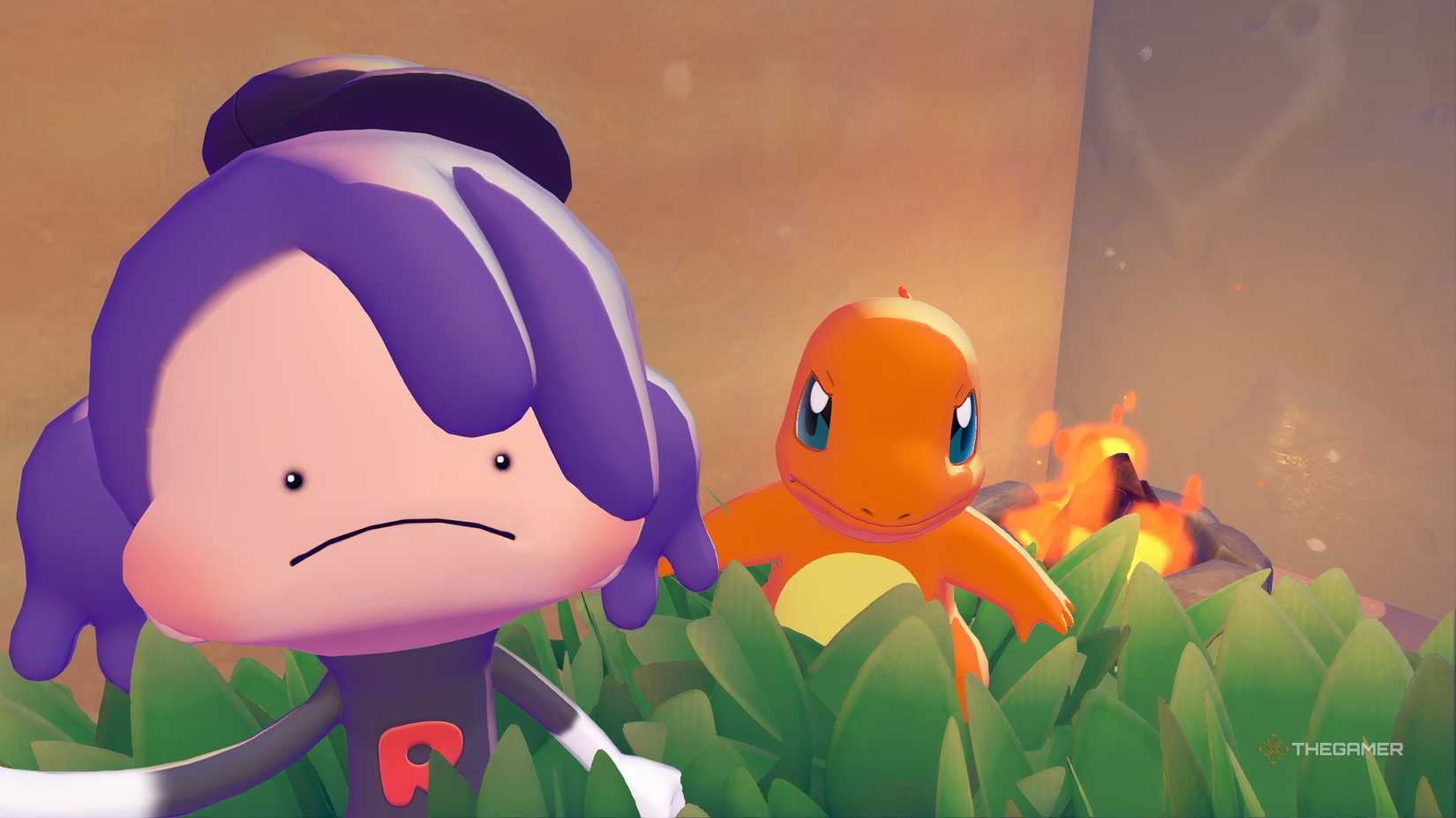Ditto and Charmander look upset in Pokemon Pokopia.