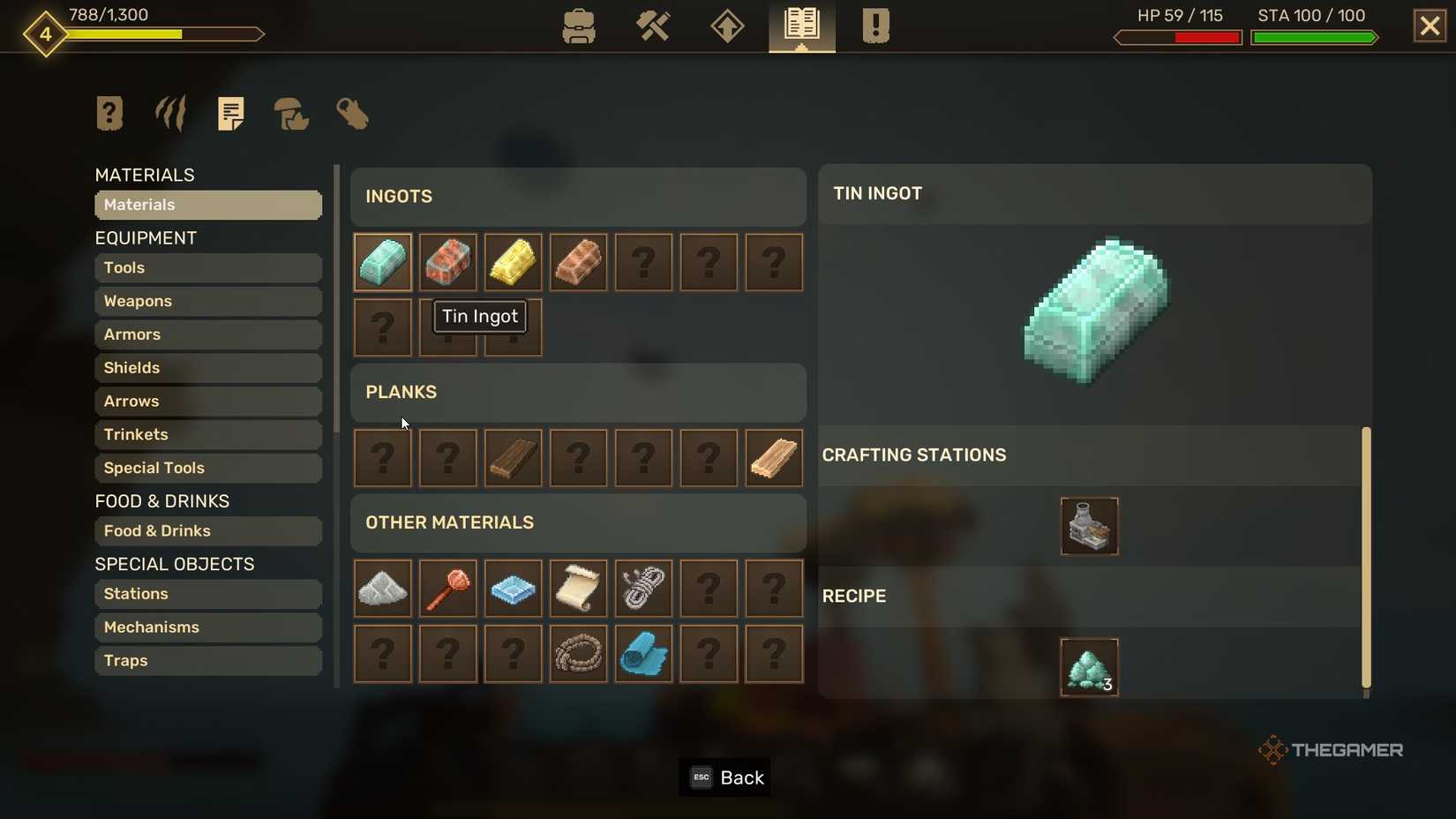Info on Tin Ingots in Everwind.