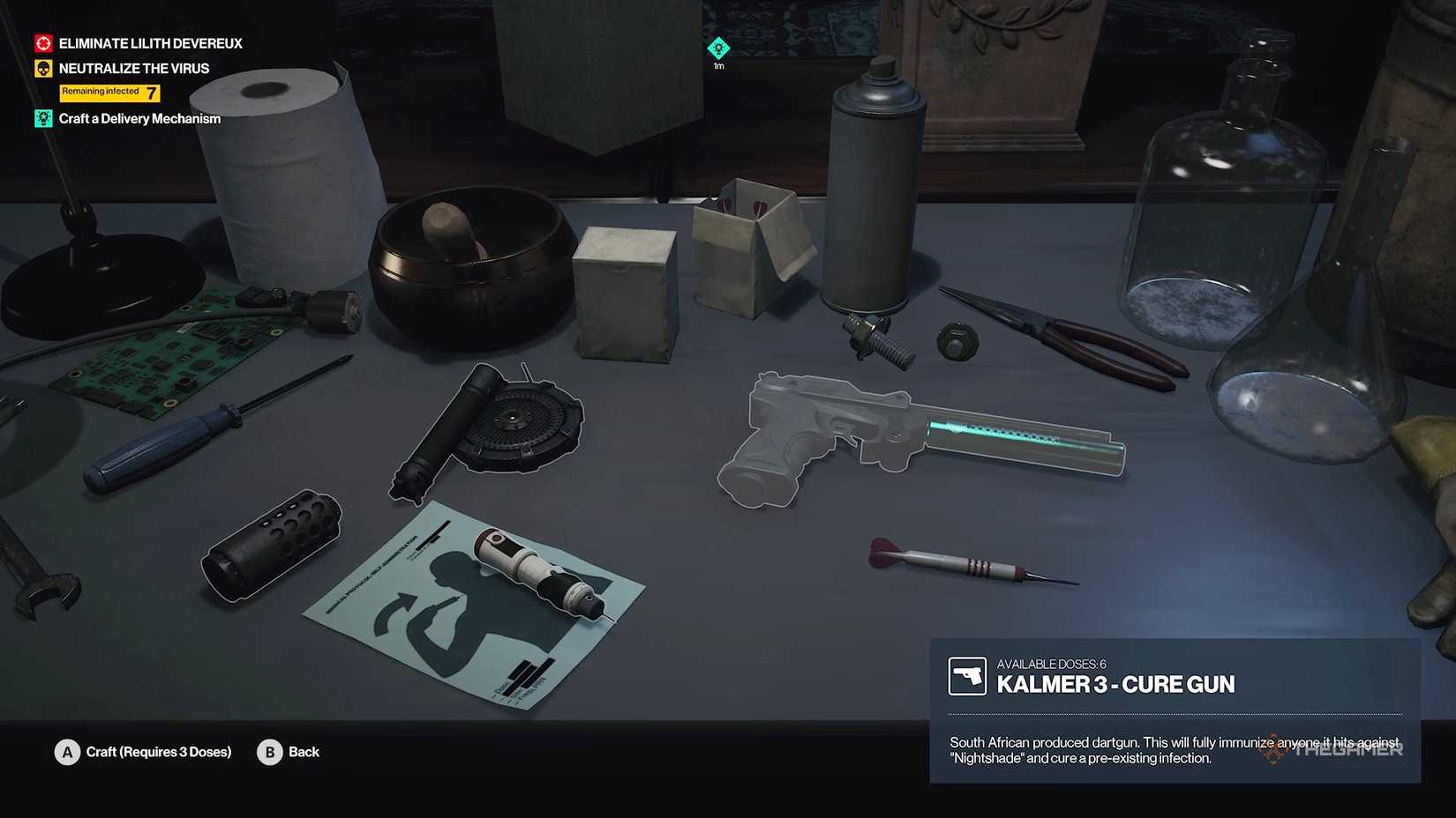 Kalmer 3-Cure Gun on a table in Hitman World of Assassination.