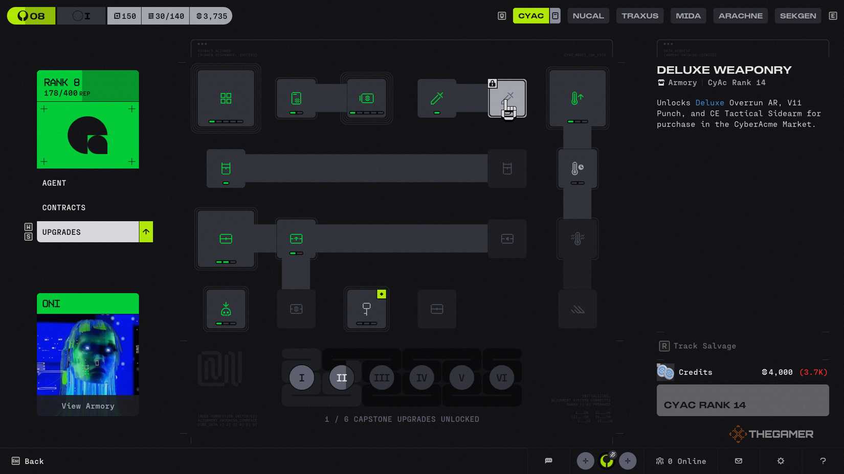 A look at unlocking Deluxe weapons through the CyberAcme faction, unlocking a selection of Deluxe weapons that can be purchased from the Armory in Marathon.