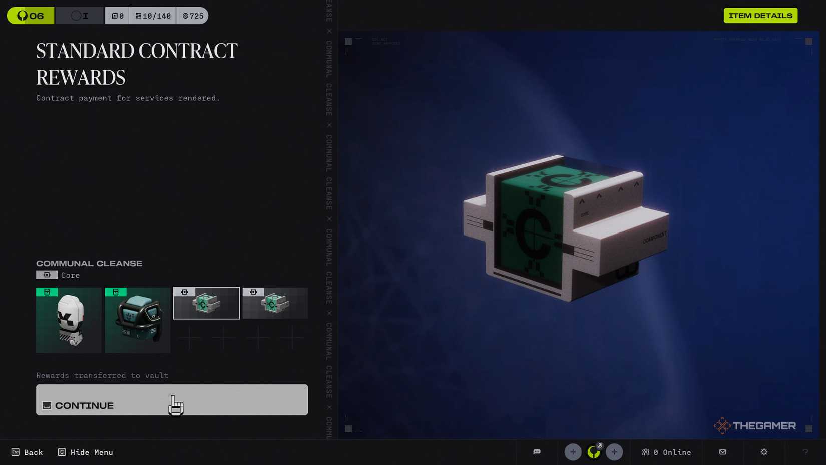 Completing a faction contract in Marathon grants you 2 Enhanced Backpacks and 2 Standard Cores.