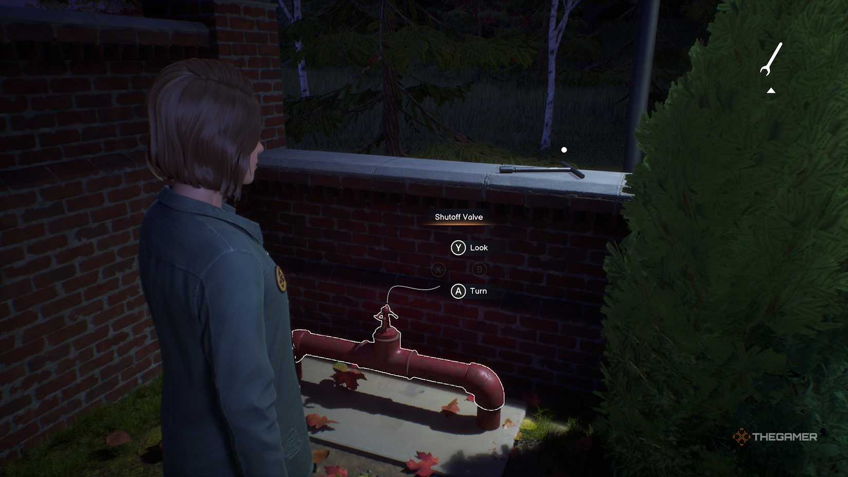 Max looking at the second shutoff valve in Life is Strange Reunion.