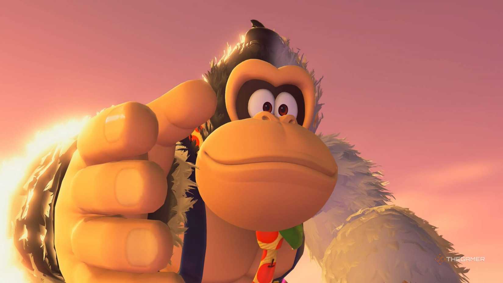donkey kong reaching out his hand in bananza.