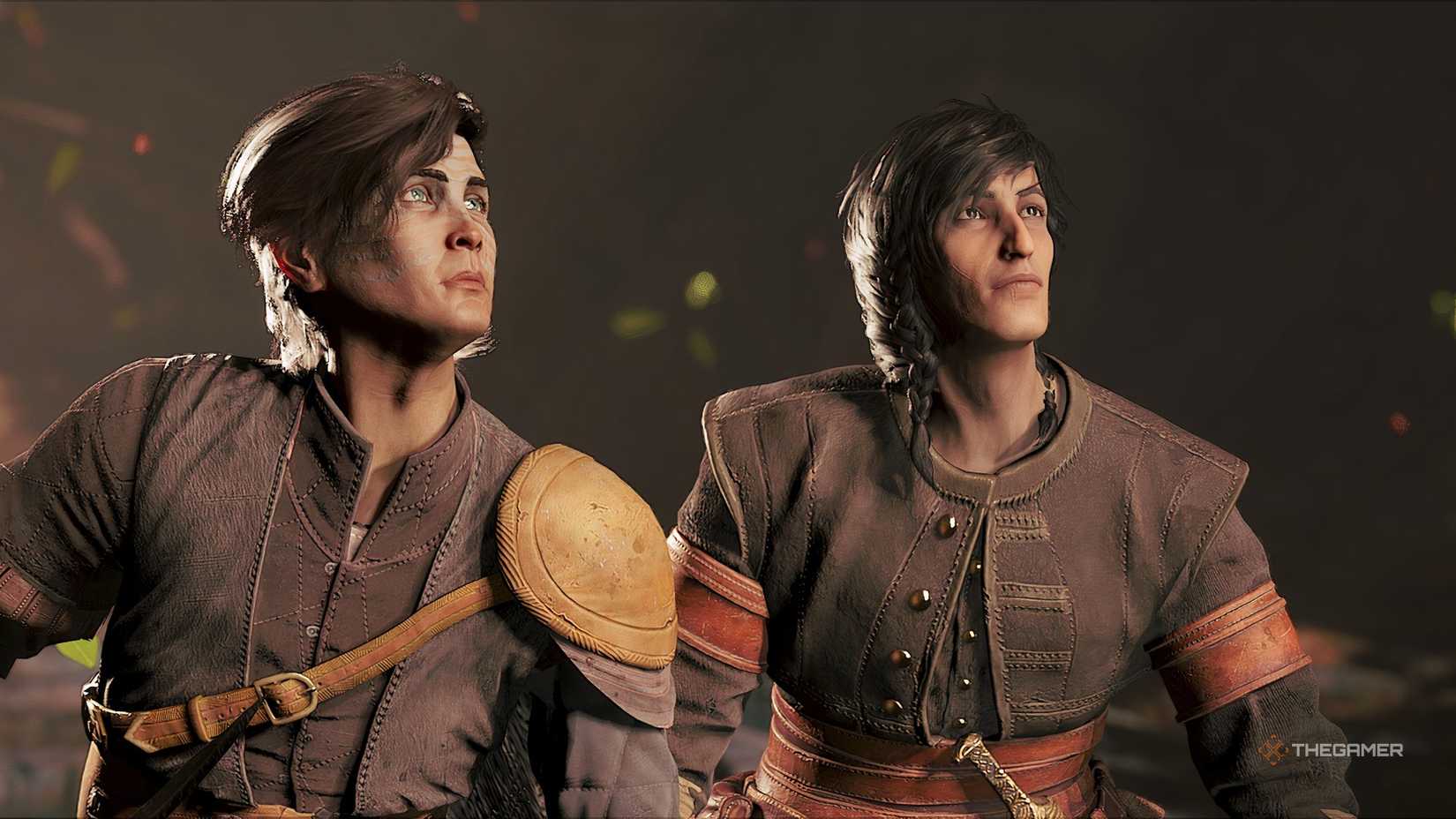 Nilan and the player character are standing next to each other in a cave in GreedFall The Dying World.