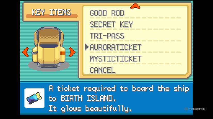Aurora Ticket in Pokemon FireRed & LeafGreen.