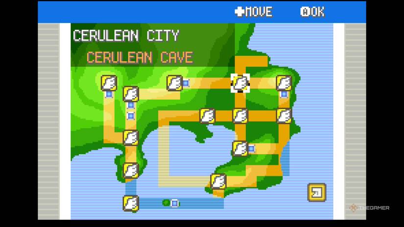Cerulean Cave on Map in Pokemon FireRed & LeafGreen.