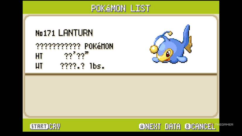 Lanturn's Pokedex entry in Pokemon FireRed & LeafGreen.