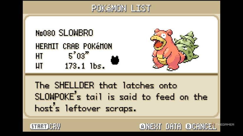 Slowbro's Pokedex entry in Pokemon FireRed & LeafGreen.