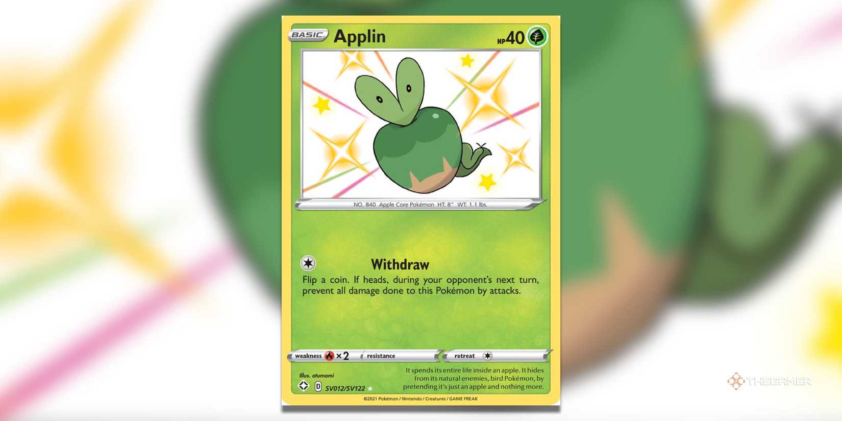 The Shining Fates Applin Shiny Holo Rare from Pokemon TCG.