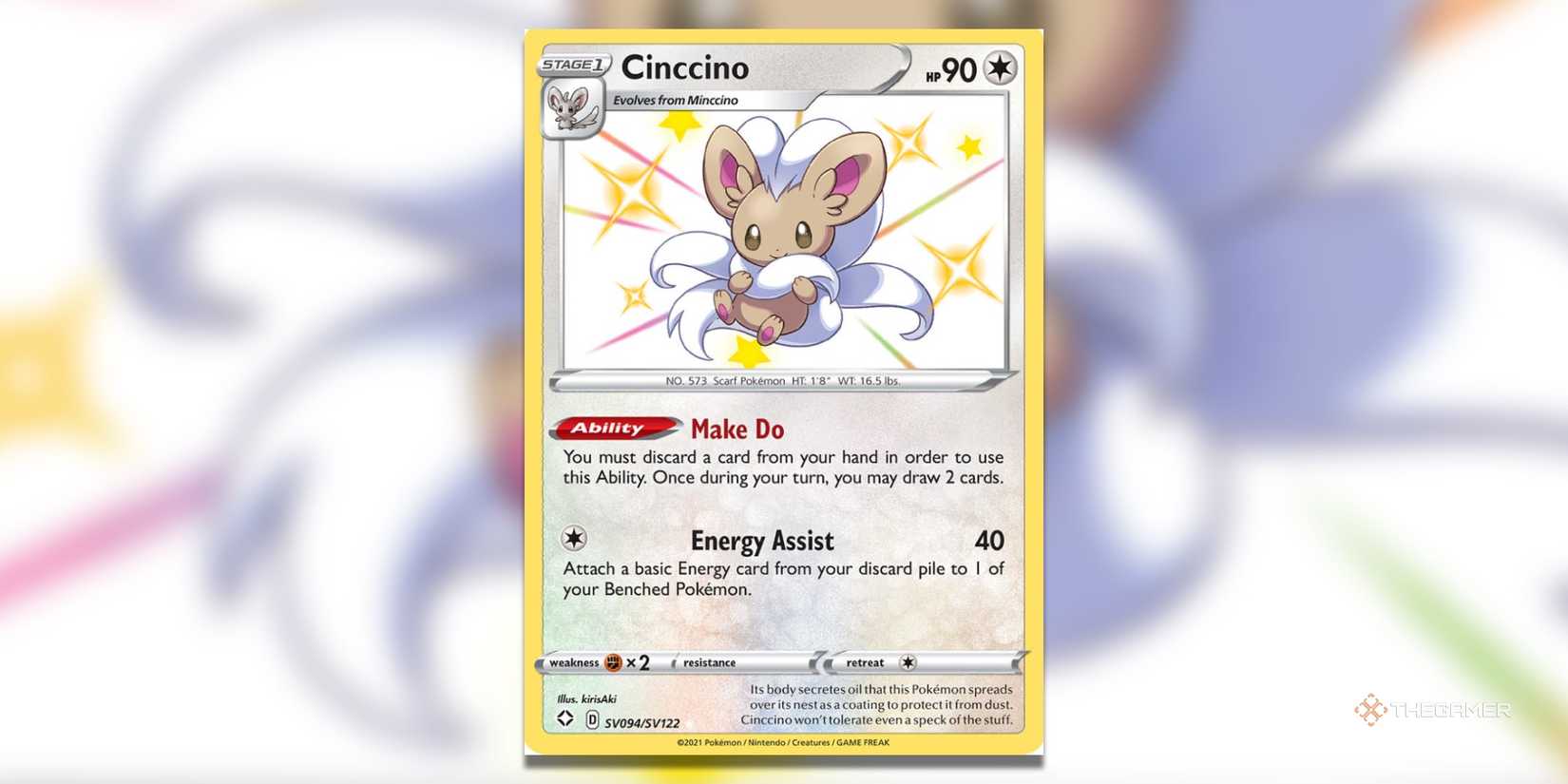 The Shining Fates Cinccino Shiny Holo Rare from Pokemon TCG.