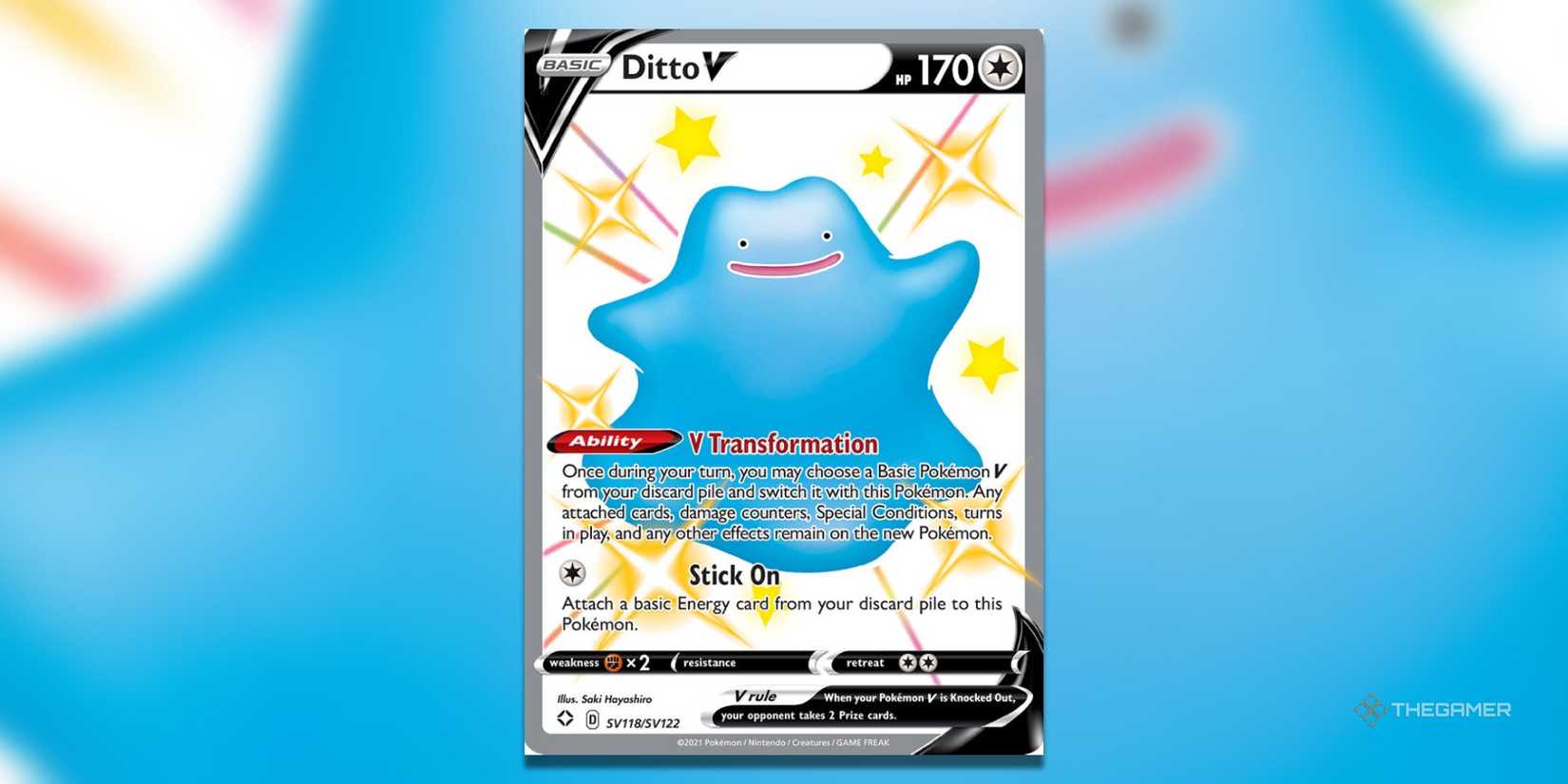 The Shining Fates Ditto V Shiny Holo Rare from Pokemon TCG.
