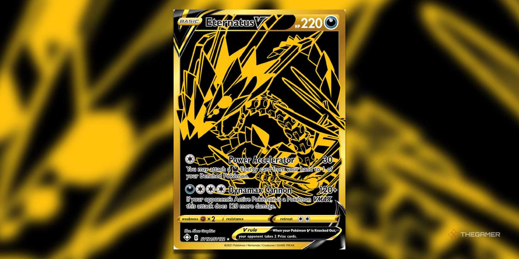 The Shining Fates Eternatus V 121 Shiny Holo Rare from Pokemon TCG.