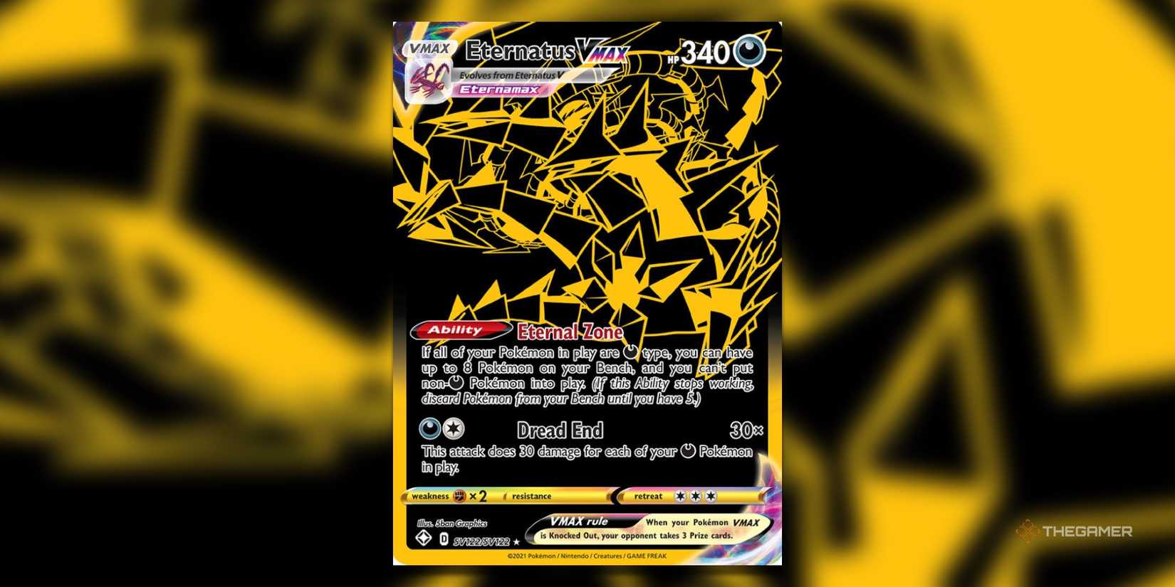 The Shining Fates Eternatus VMAX 122 Shiny Holo Rare from Pokemon TCG.