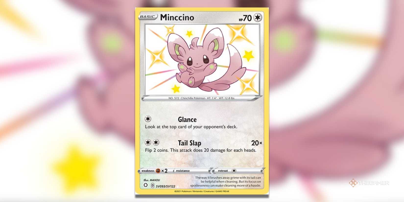 The Shining Fates Minccino Shiny Holo Rare from the Pokemon TCG.