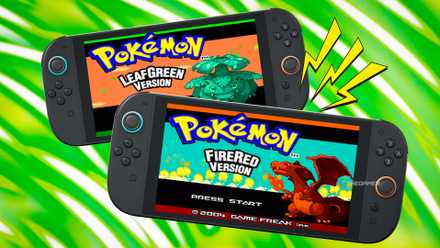 Two Nintendo Switch 2 consoles with Pokemon FireRed and LeafGreen.