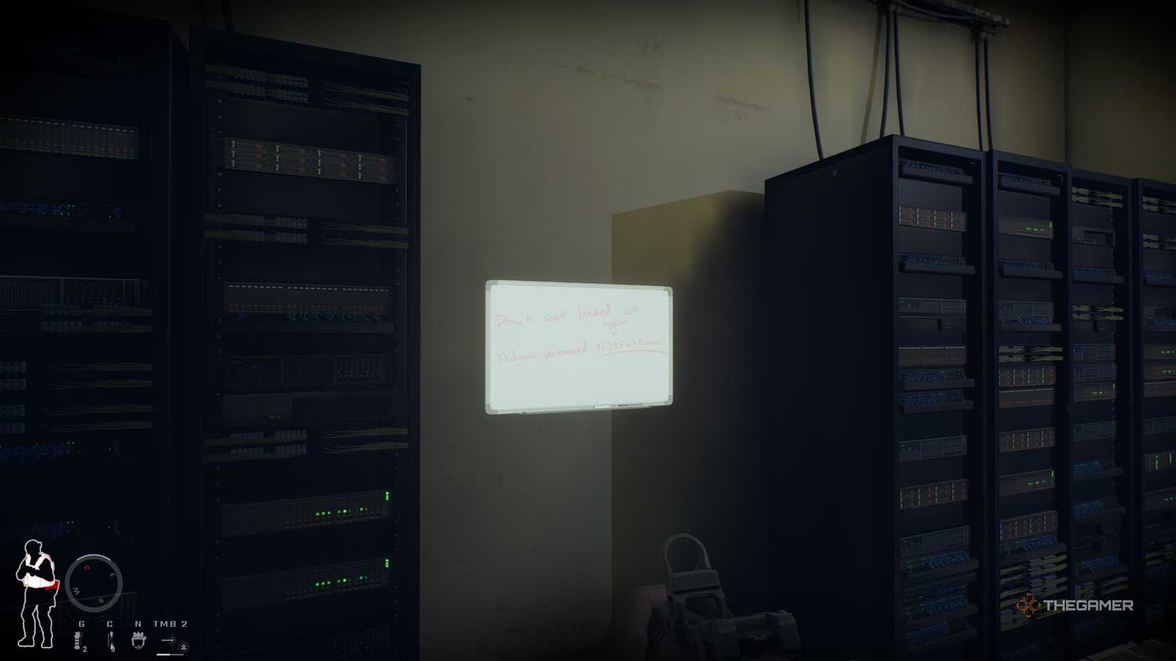 Password board next to some servers, in Ready or Not.