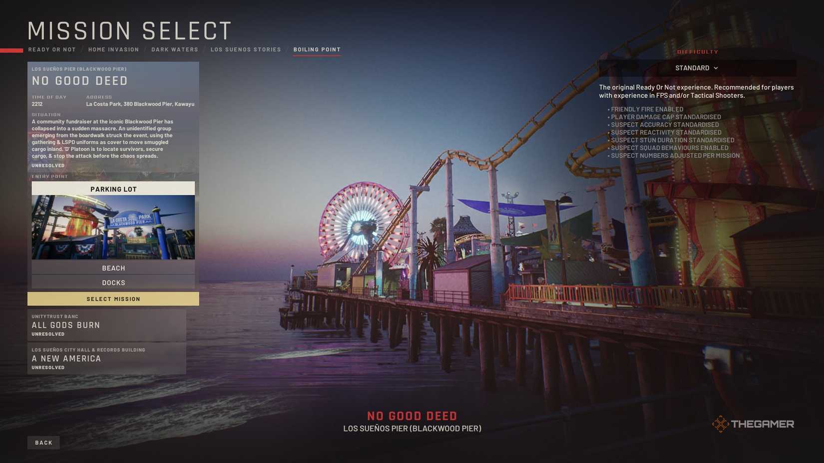 No Good Deed in Mission Select Menu Ready or Not.